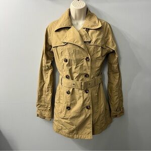 The North Face Hyvent Tan Hidden Zipper Belted Trench Coat Small